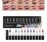 Genérico Gel Eye Liner Waterproof, Long Wear Gels Eye Liners, Waterproof Smudge Proof Liners, Natural Cream Eye Liner, Gel Eyeliner for Liner and Eyeshadow, Long Lasting Gel Eyeliner 3g*12 Piece