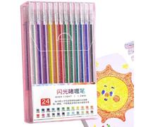 Genérico Gel Glitter Pens - ABS, 16cm, Vibrant Coloured Writing Set, Stable Ink | Artist Drawing Tools, Leak Resistant, Smooth Flow, Portable Design For Sketching, Painting, Writing, Kids