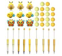 Generico Gel Ink Pens - Grip Silicone Beads Markers | Cartoon Bee Gel Pens Set For Note-Taking Keychain Making Jewelry Crafting Scrapbooking Boys Girls Students Children