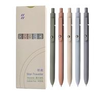 Genérico Gel Pens - Fine Point Retractable Gel Pens Set of 5 | Soft Touch Barrel Smooth Writing Pen | Portable Note Taking Journaling Ballpoint Pen for Students, Teachers, Office School Supplies