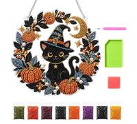 Genérico Gem Painting Halloween, 2D Cat Ghost Acrylic Sparkling Decor