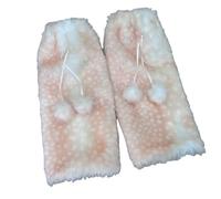 Genérico Gentle Women's Fuzzy Deer Leg Warmers Faux Fur Deer Print Winter Thick Warm Soft Boot Cuffs Covers for Women Outdoor (pink,45cm/17.7in)