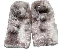 Genérico Gentle Women's Fuzzy Deer Leg Warmers Faux Fur Deer Print Winter Thick Warm Soft Boot Cuffs Covers for Women Outdoor (gray,45cm/17.7in)