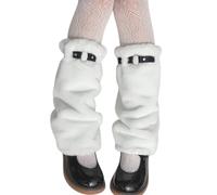 Genérico Gentle Women's Fuzzy Deer Leg Warmers Faux Fur Deer Print Winter Thick Warm Soft Boot Cuffs Covers for Women Outdoor (white,45cm/17.7in)