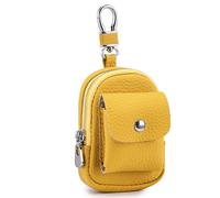 Genérico Genuine Leather Mini Backpack Keychain for Women - Cute Coin Purse, Makeup Bag, Card Holder & Data Cable Organizers (Yellow)