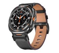 Genérico Genuine Leather Strap for Samsung Galaxy Watch Ultra 47mm, Skin-friendly Band with Metal Buckle Connector, Rugged Armoured Wristband, Samsung Watch Ultra Replacement Strap (Negro)