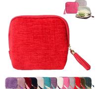 Genérico Gettoreach Travel Jewelry Case, Five Compartments With Additional Space On Both Sides with Tassel Zipper Design, Travel Jewelry Organizer Safeguards Jewelry From Scratches (Red)