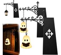 Genérico Ghost Bookshelf Lantern，Library Mini Bookshelf Lamp, Little Cute Lantern-Decorative Library Hanging Resin Lighting, Miniature Halloween Vintage Patchwork Reading Book LED Nightlight