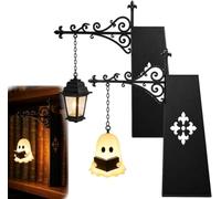 Genérico Ghost Bookshelf Lantern，Library Mini Bookshelf Lamp, Little Cute Lantern-Decorative Library Hanging Resin Lighting, Miniature Halloween Vintage Patchwork Reading Book LED Nightlight