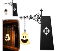 Genérico Ghost Bookshelf Lantern，Library Mini Bookshelf Lamp, Little Cute Lantern-Decorative Library Hanging Resin Lighting, Miniature Halloween Vintage Patchwork Reading Book LED Nightlight