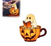 Genérico Ghost Bubble Bath Lamp, Ghost Reading Book Lamp, Handmade Halloween LED Night Light, Flickering Decor for Table, Shelf, Fireplace, Bathroom, Cute Ghost Party Centerpiece (orange)