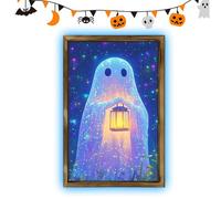 Genérico Ghost Canvas Wall Art, Glow in the Dark, 11.81x7.87 inches, Framed Painting, Spooky Halloween Poster, Decoration for Bedroom, Living Room, Kitchen, Gallery, Haunted House, Party Walls