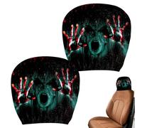 Genérico Ghost Face Headrest Covers - Soft Elastic Seat Protectors | 2-Pack