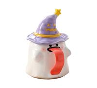 Genérico Ghost Mug, Novelty Ceramic Cup, 3.46 inches Halloween Drinkware, 450ml Ghost Shape Design, Secure Lid Cover, Juice Wine Beer, Living Room Parties, Movie Nights, Teachers Workplace Decor