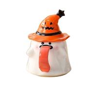 Genérico Ghost Mug, Novelty Cup, 3.46x2.76 Inches Ceramic Ghost Shape with Lid Retain Heat, Halloween Drinkware for Juice, Coffee, Wine, Beer, Living Room, Students, and Teachers