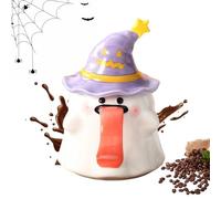 Genérico Ghost Mug, Novelty Drinking Cup, 450ml Ceramic Design with Lid, Fun Shape Coffee Cup, Portable Spooky Drinkware for Halloween, Juice, Wine, Beer, Living Room, Movie, Nights, Teachers Use