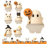 Genérico Ghost Phone Charm, Ghostees Mystery Phone Buddy, Cute Ghost Design Halloween Mobile Topper Figure for Phones Tablet Laptop Decoration (2Set(12Pcs))