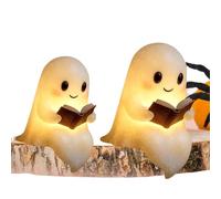 Genérico Ghost Reading Book Lamp, Cute Ghost Reading Book Lamp, 3D Resin Halloween Ghosts Night Light for Party Bedroom Study Room Funny Indoor 3D LED Nightlight Figurine (MIX)