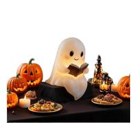 Genérico Ghost Reading Book Lamp, Cute Ghost Reading Book Lamp, 3D Resin Halloween Ghosts Night Light for Party Bedroom Study Room Funny Indoor 3D LED Nightlight Figurine (S-1pcs)