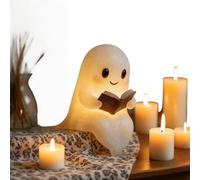 Genérico Ghost Reading Book Lamp, Cute Ghost Reading Book Lamp, 3D Resin Halloween Ghosts Night Light for Party Bedroom Study Room Funny Indoor 3D LED Nightlight Figurine (L-1pcs)