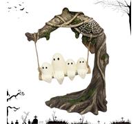 Genérico Ghost Swinging on Tree, Halloween Ghost Decor, Resin Figurine Centerpiece, Cute and Spooky Design with Seasonal Decoration for Home, Parties, Mantel, Table, Porch, 4.72x2.95x6.3 Inches