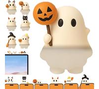 Genérico Ghostees Mystery Phone Buddy, Cute Halloween Ghost & Pumpkin Phone Topper, Mini Stick-On Decorative Figure for All Mobile Phones, Fun Desk Accessory (#E)