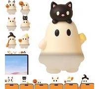 Genérico Ghostees Mystery Phone Buddy, Cute Halloween Ghost & Pumpkin Phone Topper, Mini Stick-On Decorative Figure for All Mobile Phones, Fun Desk Accessory (#C)