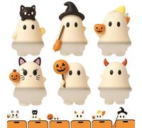 Genérico Ghostees Mystery Phone Buddy, Cute Halloween Ghost & Pumpkin Phone Topper, Mini Stick-On Decorative Figure for All Mobile Phones, Fun Desk Accessory (6PCS)