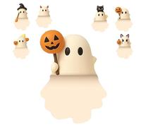 Genérico Ghostees Mystery Phone Buddy, Cute Halloween Phones Decorations, Stick-On Halloween Ghost & Pumpkin Phone Topper,Peel-and-Stick Design Figurine, For All Phones (A6)