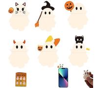 Genérico Ghostees Mystery Phone Buddy, Stick-On Halloween Ghost & Pumpkin Phone Topper, Peel-and-Stick Design Figurine, Cute Strong Adhesive Cling Decoration, for Smartphone (6 PCS)