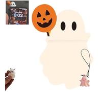 Genérico Ghostees Mystery Phone Buddy, Stick-On Halloween Ghost & Pumpkin Phone Topper, Peel-and-Stick Design Figurine, Cute Strong Adhesive Cling Decoration, for Smartphone (F)