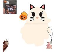 Genérico Ghostees Mystery Phone Buddy, Stick-On Halloween Ghost & Pumpkin Phone Topper, Peel-and-Stick Design Figurine, Cute Strong Adhesive Cling Decoration, for Smartphone (A)