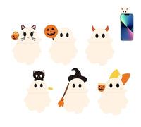 Genérico Ghostees Mystery Phone Buddy, Stick-On Halloween Ghost & Pumpkin Telephone Topper, Peel-and-Stick Design Figurine, Fun Desk Accessory, For All Phones (6PCS)