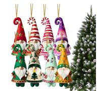 Genérico Gingerbread Man Gnomes | Swedish Tomte GNOME Figuras | Wreath Snowflakes Pinecones Wooden Background Wall Hanging | for Christmas Tree Ornaments Indoor Outdoor DIY Craft Supplies