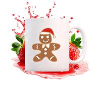 Genérico Gingerbread Mug, Microwave Safe Ceramic Funny Christmas Cup, Gingerbread Man Christmas Coffee Mug, Mugs with Ceramic and Festive Design, for Hot Chocolate Milk Water