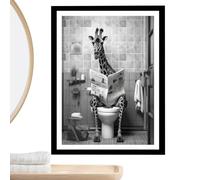 Genérico Giraffe Bathroom Wall - Funny Canvas Prints, Animal Wall Artwork, Giraffe Reading Newspaper Whimsical Restroom for Home, Bathroom, Washroom, Hotel, Guest Room, Toilet, 12x16 Inches