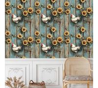 Genérico Girasol Papel Pintado Autoadhesivo Pollo De Madera Vintage Para Pared Vinilo Adhesivo Muebles, PVC Pelar y Pegar Papel de Contacto Removible Pegatina Pared Rollos para Cocina 40cm x 1200cm
