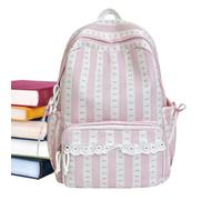 Genérico Girls Backpack with Lace Trim Bow - Cute Preppy Aesthetic Bookbag,