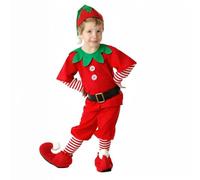 Genérico Girls Christmas Elf Costume 2026 - Red & Green Leprechaun Dress with Belt Hat Stockings | Kids Outfit for Christmas Party, School Shows, Holiday Celebrations (04 Red,3-4 años)
