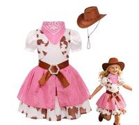 Genérico Girls Cowgirl Costume | Western Cowboy Outfit | Includes Hat | 4 Piece Dress Up Set | Halloween, Theme Party, Role Play | Kids 3-10 Years, Trick or Treating, Fancy Dress