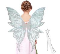 Genérico Girls Fairy Wings, Angel Wing Costume Set, Colorful Cosplay Accessories with Elastic Straps, Dress-Up Outfit for Birthday, Theme Party, Halloween, 31.5x29.45 inches