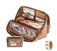Genérico Girls Large Pencil Case Teenage, Big Capacity Pencil Case 3 Compartments, Cute Pencil Cases, Stationery Pouch for Girls (Brown 1)
