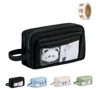 Genérico Girls Large Pencil Case Teenage, Big Capacity Pencil Case 3 Compartments, Cute Pencil Cases, Stationery Pouch for Girls (Black 2)
