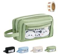 Genérico Girls Large Pencil Case Teenage, Big Capacity Pencil Case 3 Compartments, Cute Pencil Cases, Stationery Pouch for Girls (Green 2)