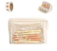 Genérico Girls Large Pencil Case Teenage, Big Capacity Pencil Case 3 Compartments, Cute Pencil Cases, Stationery Pouch for Girls (Beige 1)
