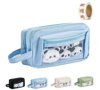 Genérico Girls Large Pencil Case Teenage, Big Capacity Pencil Case 3 Compartments, Cute Pencil Cases, Stationery Pouch for Girls (Blue 2)