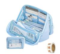 Genérico Girls Large Pencil Case Teenage, Big Capacity Pencil Case 3 Compartments, Cute Pencil Cases, Stationery Pouch for Girls (Blue 1)