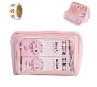 Genérico Girls Large Pencil Case Teenage, Big Capacity Pencil Case 3 Compartments, Cute Pencil Cases, Stationery Pouch for Girls (Pink 1)
