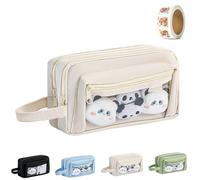 Genérico Girls Large Pencil Case Teenage, Big Capacity Pencil Case 3 Compartments, Cute Pencil Cases, Stationery Pouch for Girls (Beige 2)