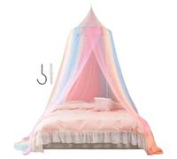 Genérico Girls Princess Bed Canopy Rainbow Breathable Mesh Bed Net